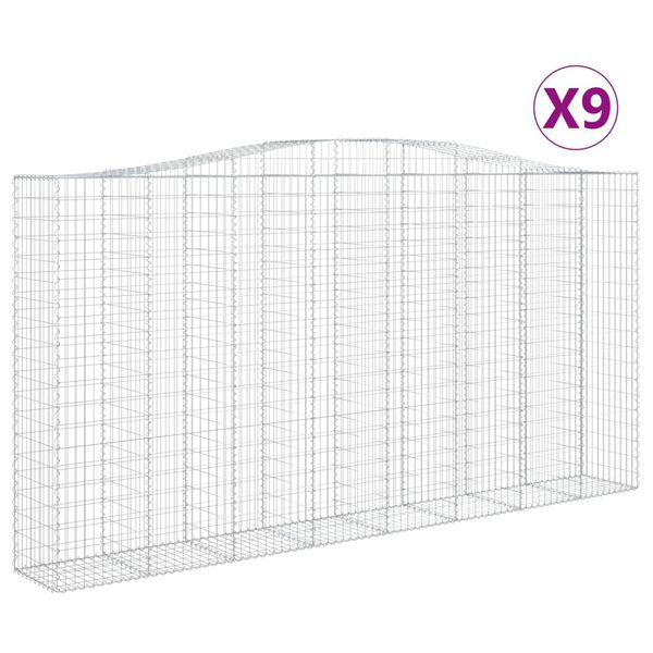 vidaXL Габионни кошници арка 9 бр 400x50x200/220 см поцинковано желязо