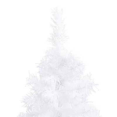 vidaXL Ъглова изкуствена коледна елха с LED и топки бяла 240 см PVC
