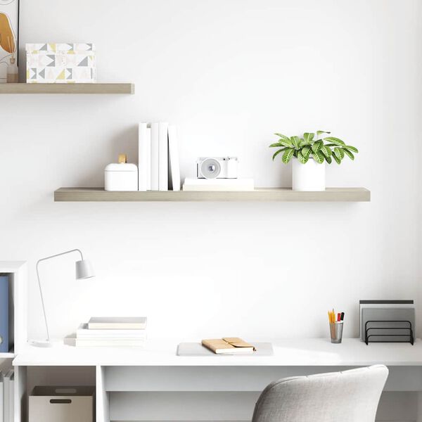 vidaXL Окачен стенен рафт, дъб, 120x23,5x3,8 см, МДФ