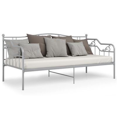 vidaXL Рамка за разтегателен диван, сива, метал, 90x200 см