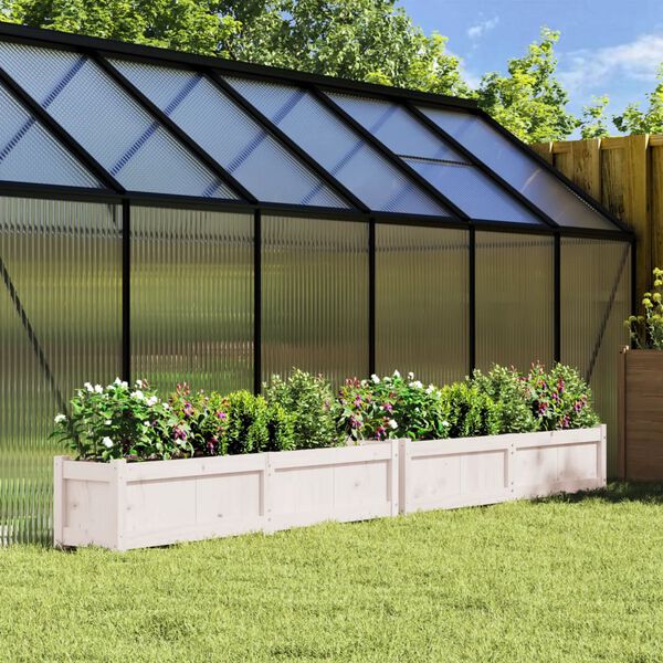 vidaXL Градински сандъци, 2 бр, бели, борово дърво масив