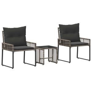 vidaXL Комплект за външни мебели 7 pcs Сив и тъмен сив полиратан
