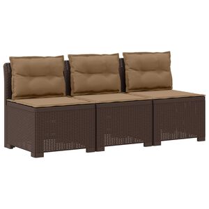 vidaXL Пейка за градина с Cushions във вид на ратан ПП Кафяво