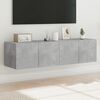 vidaXL Стенни ТВ шкафове с LED лампи, 2 бр, бетонно сиви, 60x35x31 см