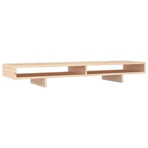 vidaXL Поставка за монитор, 100x27x14 см, бор масив
