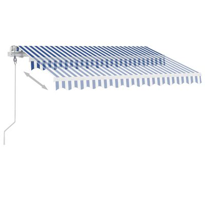 vidaXL Автоматичен сенник LED сензор за вятър 300x250 см синьо и бяло