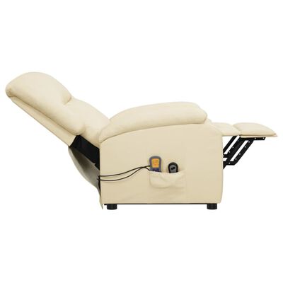 vidaXL Изправящ масажен стол, кремав, изкуствена кожа