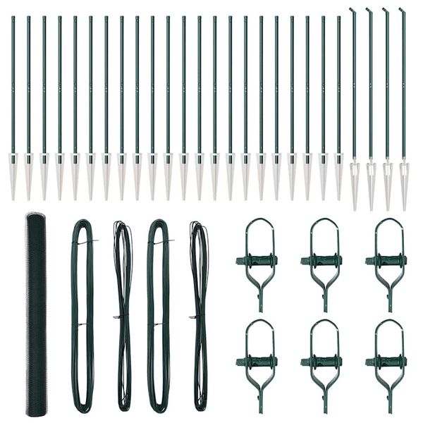 vidaXL Стълб за ограда. Зелен 50 x 1,5 м (25 мм мрежа) Стомана и PVC