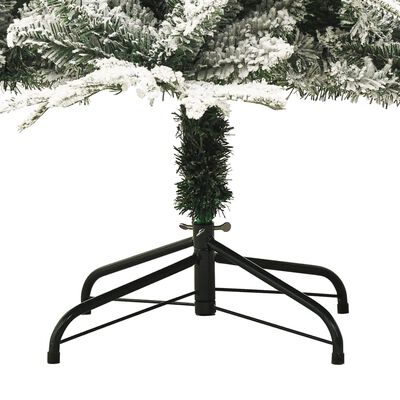 vidaXL Изкуствена елха с LED, топки и флокиран сняг, 150 см, PVC и PE