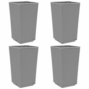 vidaXL Градински кашпи, 4 бр, светлосиви, 32,5x32,5x57 см, PP