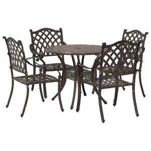 vidaXL Комплект за хранене в градината 5 pcs Бронзов Алуминий