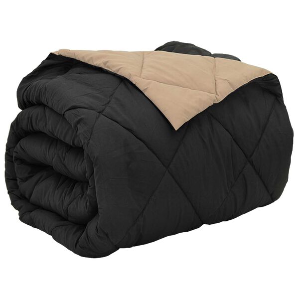 vidaXL Пълно годишно юрганче Черно и таупе 240 x 200 cm Микрофибър