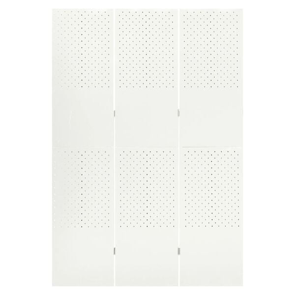 vidaXL Параван за стая, 3 панела, бял, 120x180 см, стомана