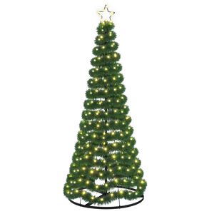 vidaXL LED коледна елха с ламе и основа EKENAS 180 см