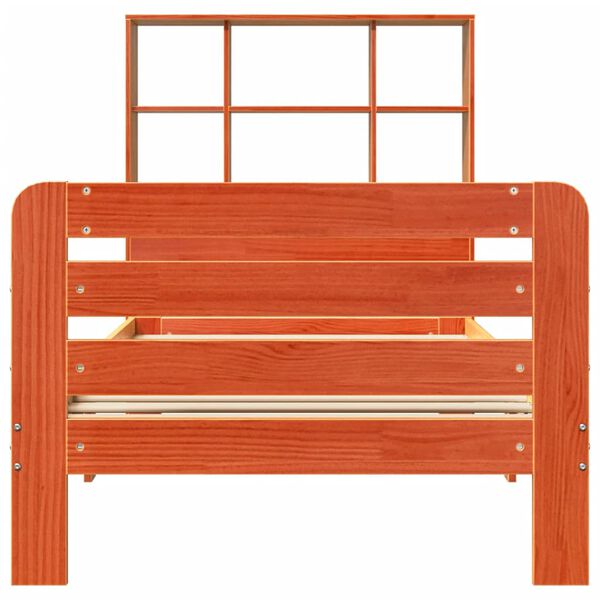 vidaXL Рамка за легло без матрак, восъчнокафяв, 75x190 см, бор масив