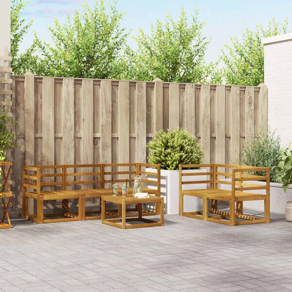 vidaXL Комплект дивани за открито 6 pcs Натурален и Крема