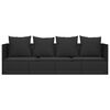 vidaXL Градинско лаундж легло с възглавници, черен полиратан