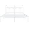 vidaXL Метална рамка за легло с горна табла, бяла, 135x190 см