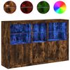 vidaXL Сайдборд с LED светлини, oпушен дъб, 162x37x100 см