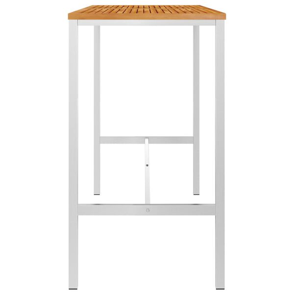 vidaXL Бар маса, 160x60x105 cм, акациево дърво масив и инокс