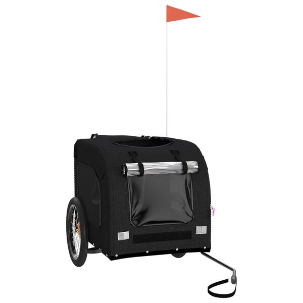 vidaXL Ремарке за колело за любимци черно Оксфорд плат и желязо