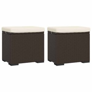 vidaXL Табуретки с възглавници 2 бр кафяви 40x30x40 см полиратан