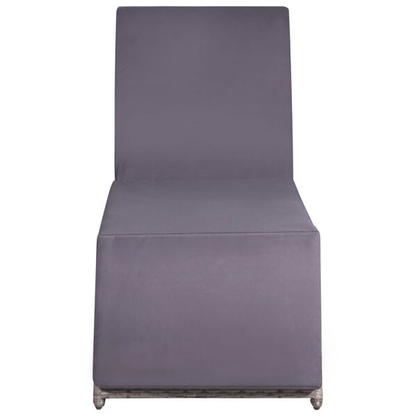 vidaXL Шезлонг с масичка, полиратан, сив