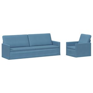 vidaXL Комплект дивани 2 pcs Синьо Кордюрова тъкан