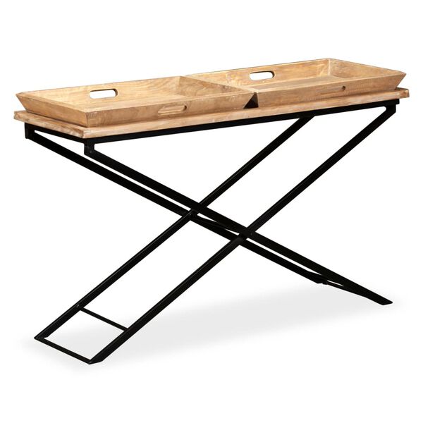 vidaXL Конзолна маса, мангово дърво масив, 130x40x80 cм