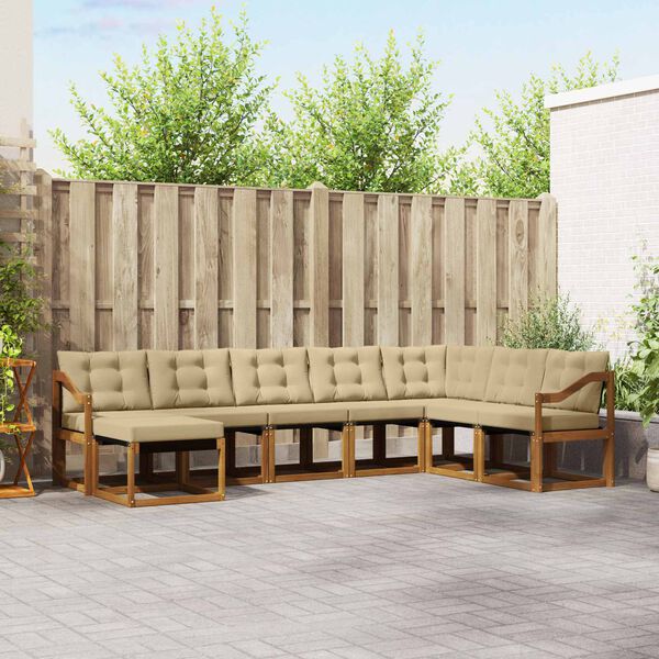 vidaXL Комплект дивани за открито 8 pcs Натурален и Бежов