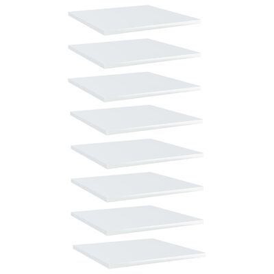 vidaXL Рафтове за етажерка, 8 бр, бял гланц, 40x40x1,5 см, ПДЧ
