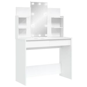 vidaXL Тоалетка с LED лампи, бяла, 96x40x142 см