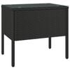 vidaXL Странична масичка черна 53x37x48 см полиратан и закалено стъкло