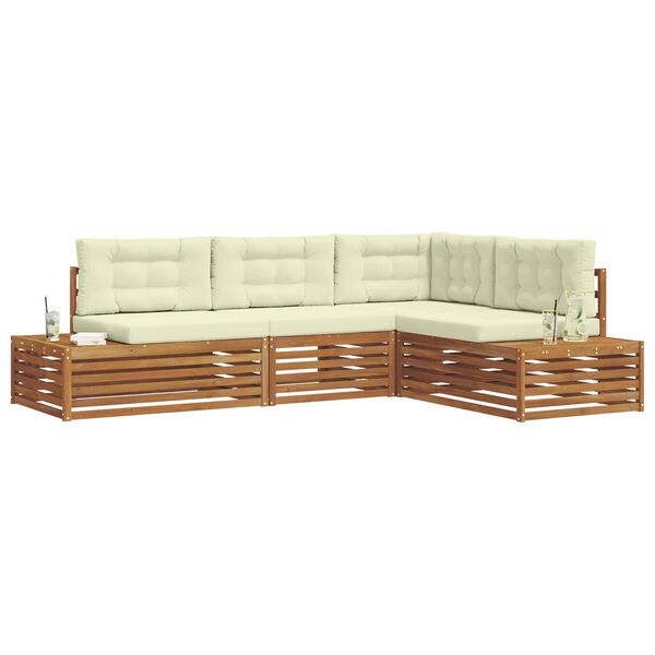 vidaXL Комплект дивани за открито 4 Брой Натурален и Крема