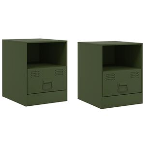 vidaXL Нощни шкафчета 2 бр маслиненозелени 34,5x39x44 см стомана