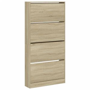 vidaXL Шкаф за обувки с 4 флип чекмеджета сонома дъб 80x21x163,5 см