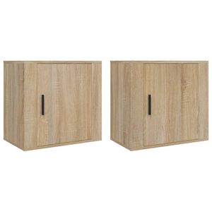 vidaXL Нощни шкафчета за стенен монтаж, 2 бр, сонома дъб, 50x30x47 см