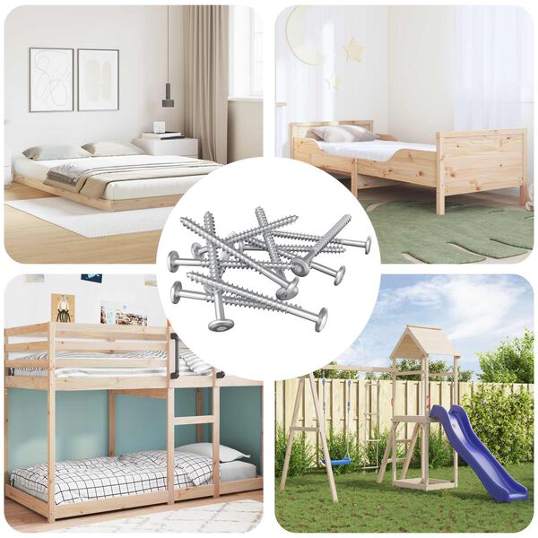 vidaXL Дървени винтове 12 pcs Сребрист M6 x 70 мм Стомана