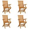 vidaXL Сгъваеми градински столове, 4 бр, тиково дърво масив
