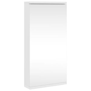 vidaXL Ъглов шкаф с огледало за баня бял 30x24x60 см