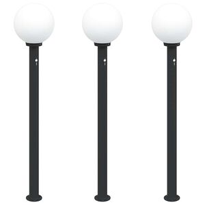 vidaXL Осветителни стълбове със сензор, 3 бр., 120 см, черни, IP44