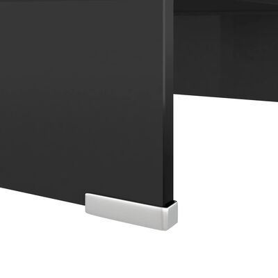 vidaXL Стойка за телевизор/монитор, стъкло, черна, 40x25x11 см