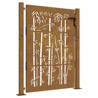 vidaXL Градинска порта, 105x130 см, кортенова стомана, дизайн с бамбук