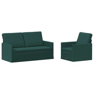 vidaXL Комплект дивани 2 pcs Тъмнозелено Текстил