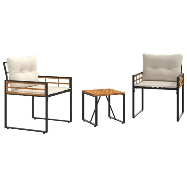 vidaXL Комплект за външни мебели с възглавница 3 pcs Крем