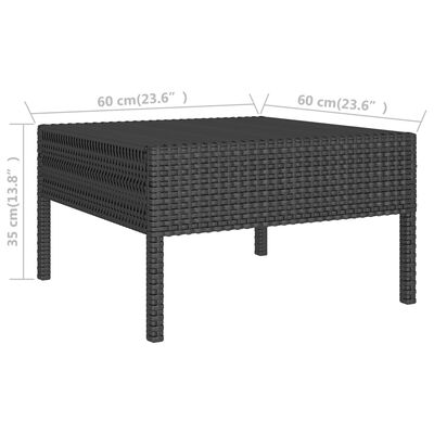 vidaXL Градински комплект с възглавници, 8 части, полиратан, черен