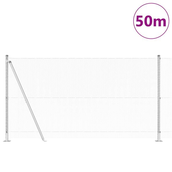vidaXL Стълб за ограда. Сребрист 50 x 1,2 м (13 мм мрежа) Стомана