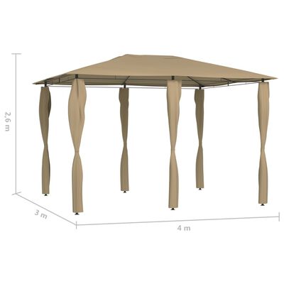 vidaXL Шатра с покривала на стълбовете, 3x4x2,6 м, таупе, 160 г/м²