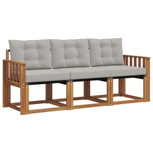 vidaXL Комплект дивани за открито 3 pcs Естествено и светло сиво