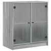 vidaXL Страничен шкаф със стъклени врати, сив сонома, 68x37x75,5 см